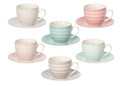 Set 6 cesti de ceai cu farfurie Iris Pepper, Tognana Porcellane, 200 ml, portelan New Bone China, multicolor