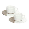 Set 2 cesti de cafea cu farfurie New Milk and Coffee, Andrea Fontebasso, 90 ml, portelan New Bone China, bej/alb