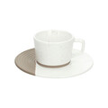 Set 2 cesti de cafea cu farfurie New Milk and Coffee, Andrea Fontebasso, 90 ml, portelan New Bone China, bej/alb