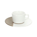 Set 2 cesti de cafea cu farfurie New Milk and Coffee, Andrea Fontebasso, 90 ml, portelan New Bone China, bej/alb