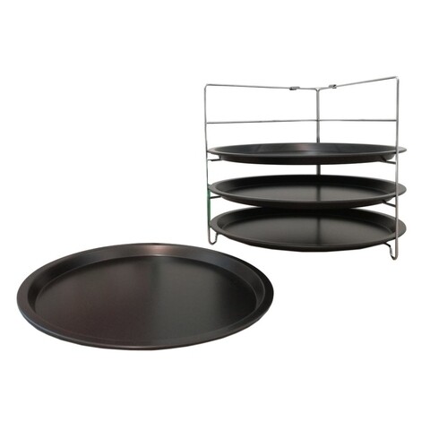 Set 4 tavi pentru pizza + suport, Guardini, 28 cm Ø, otel Hi-Top