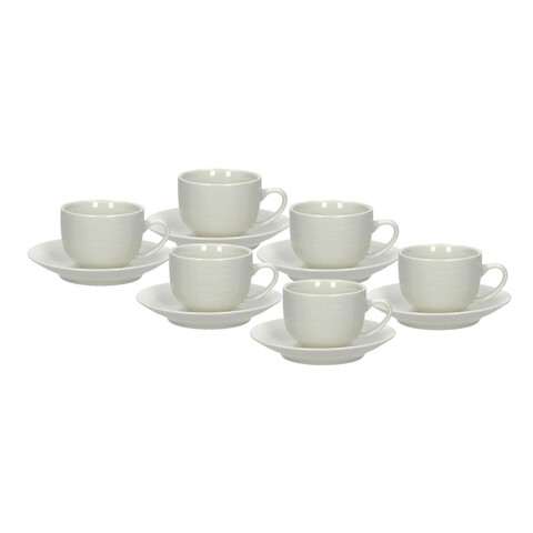 Set 6 cesti de cafea cu farfurie Victoria, Tognana Porcellane, 100 ml, ceramica, alb