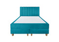 Pat matrimonial, Stockholm, Lines E, 160x200 cm, saltea tip Pocket, topper memory, Turcoaz