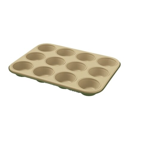 Tava pentru copt 12 briose, Guardini Cargnam, 27x35x3 cm, otel/ceara Carnauba