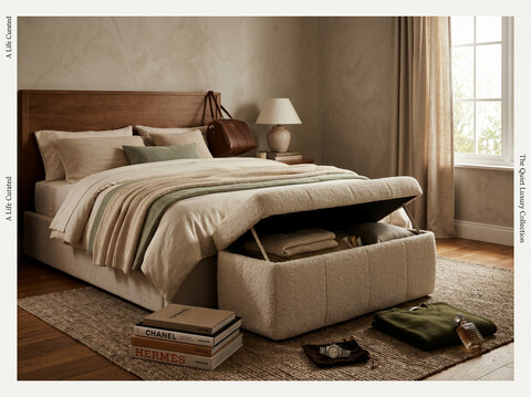 Taburet Bellezza cu lada de depozitare, 124x41x47 cm, Bej sand