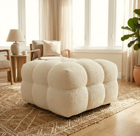 Bellezza Puff 90x90x43 cm, elefántcsontszín