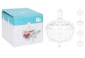 Bomboniera cu capac V2, Excellent Houseware, 9.8x12.5 cm, 200 ml, sticla, transparent