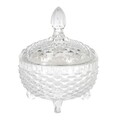 Bomboniera cu capac V4, Excellent Houseware, 9.8x12.5 cm, 200 ml, sticla, transparent