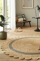 Covor Grace Natural/Grey, Flair Rugs, D160 cm, iuta, natural/gri