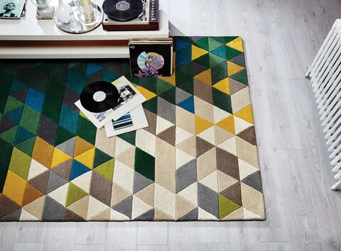 Covor Prism Green/Multi, Flair Rugs, 200x290 cm, lana, verde/multicolor