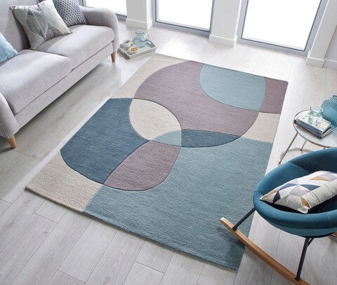 Covor Glow Blue, Flair Rugs, 120x170 cm, lana, albastru