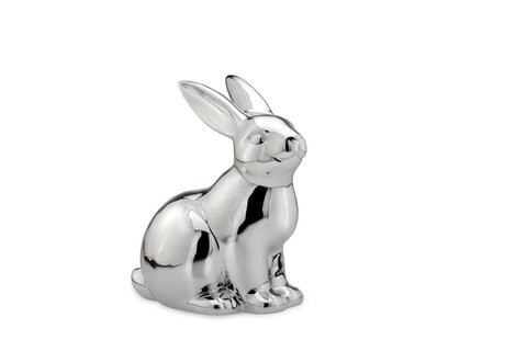 Decoratiune Rabbit, Hermann Bauer, 16x11x18 cm, portelan, argintiu