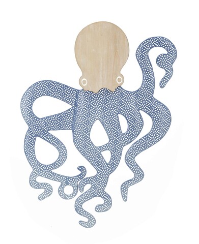 Decoratiune de perete Octopus, Mauro Ferretti, 41x57 cm, fier/MDF, multicolor