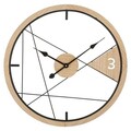 Ceas de perete Geometric Design, Mauro Ferretti, 60 cm, fier/MDF, negru/maro