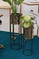 Set 2 suporturi pentru ghivece Coppia, Mauro Ferretti, 17x45 cm, fier, negru/auriu
