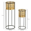 Set 2 suporturi pentru ghivece Coppia, Mauro Ferretti, 17x45 cm, fier, negru/auriu