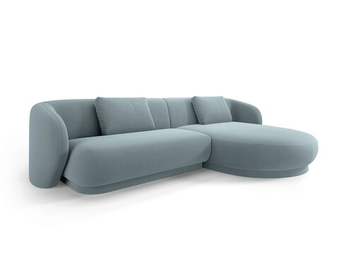 Coltar dreapta 4 locuri, Camden, Cosmopolitan Design, 289x177x72 cm, catifea, albastru deschis