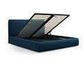 Pat tapitat cu tablie si lada depozitare, Colonel, Cosmopolitan Design, 180x200 cm, material structurat, albastru royal