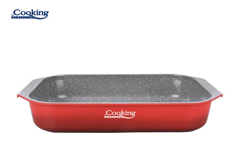 Tava cu acoperire ceramica Red Line, Cooking by Heinner, 39.5x26x6.5 cm, aluminiu turnat, rosu/gri