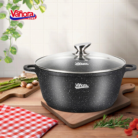 Oala Classic, Vanora Home, 28x12.5 cm, 7.6 L, aluminiu turnat/ceramica, negru