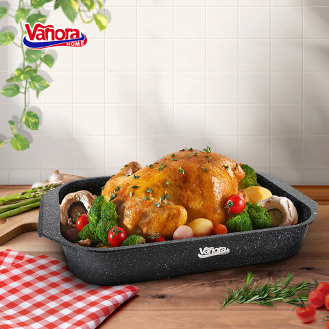 Tava Classic, Vanora Home, 39.5x26x6.5 cm, aluminiu turnat/ceramica, negru