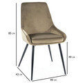 Scaun Cobe Velvet, Signal, 49x43x85 cm, catifea/otel, olive/negru