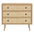 Comoda cu 3 sertare Oslo, Pakoworld, 90x39x79 cm, PAL/ratan sintetic, sonoma