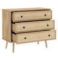 Comoda cu 3 sertare Oslo, Pakoworld, 90x39x79 cm, PAL/ratan sintetic, sonoma