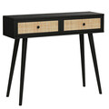 Consola Oslo, Pakoworld, 100x29x81 cm, PAL/ratan sintetic, negru/natural