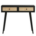 Consola Oslo, Pakoworld, 100x29x81 cm, PAL/ratan sintetic, negru/natural