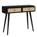 Consola Oslo, Pakoworld, 100x29x81 cm, PAL/ratan sintetic, negru/natural