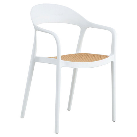 Scaun de gradina Ember, Pakoworld, 52.5x56.5x81 cm, polipropilena cu protectie UV, alb/bej