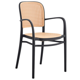 Negru;Bej, Scaun de gradina 56x52.5x86.5 cm