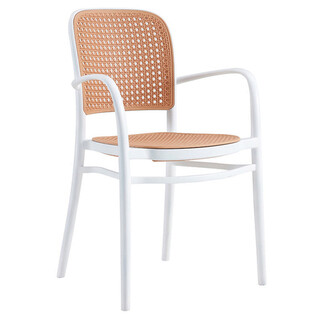 Alb;Bej, Scaun de gradina 56x52.5x86.5 cm