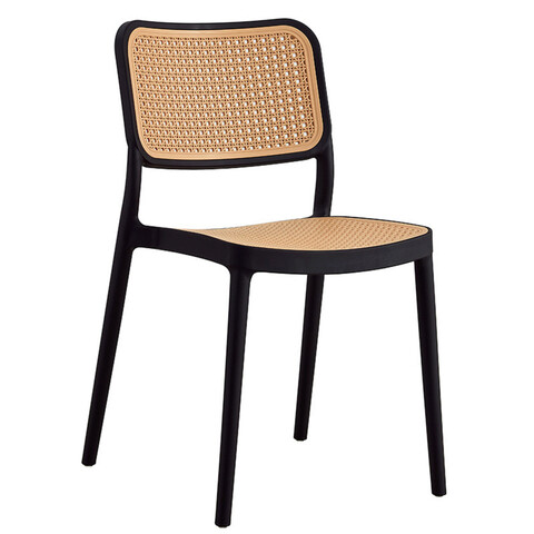 Scaun de gradina Poetica, Pakoworld, 42x52x81 cm, polipropilena cu protectie UV, negru/bej