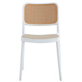 Scaun de gradina Poetica, Pakoworld, 42x52x81 cm, polipropilena cu protectie UV, alb/bej