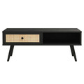 Masuta de cafea Oslo, Pakoworld, 110x59x41.5 cm, PAL/ratan sintetic, negru/natural/auriu