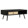 Masuta de cafea Oslo, Pakoworld, 110x59x41.5 cm, PAL/ratan sintetic, negru/natural/auriu