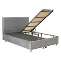 Pat cu somiera rabatabila Rizko, Pakoworld, 160x200 cm, PAL/textil, gri