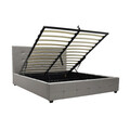Pat cu somiera rabatabila Roi, Pakoworld, 160x200 cm, piele ecologica, gri mat
