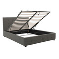 Pat cu somiera rabatabila Roi, Pakoworld, 160x200 cm, polister/lemn, gri inchis