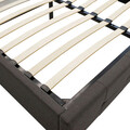 Pat cu somiera rabatabila Roi, Pakoworld, 160x200 cm, polister/lemn, gri inchis