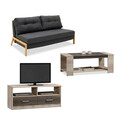 Set mobilier living 3 piese Lounge, Pakoworld, canapea extensibila  2 locuri / masuta / comoda TV, castillo/toro