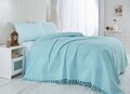 Cuvertura de pat, Saheser, 115 - Turquoise, 180x240 cm, 100% bumbac, 340 gr/m², turcoaz