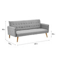 Canapea extensibila 3 locuri Onero, Inart, 187x85x80 cm, poliester/fier/lemn de brad, gri