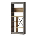 Corp biblioteca Viva, Pakoworld, 75.5x25x170 cm, PAL/metal/MDF, gri vintage/natural