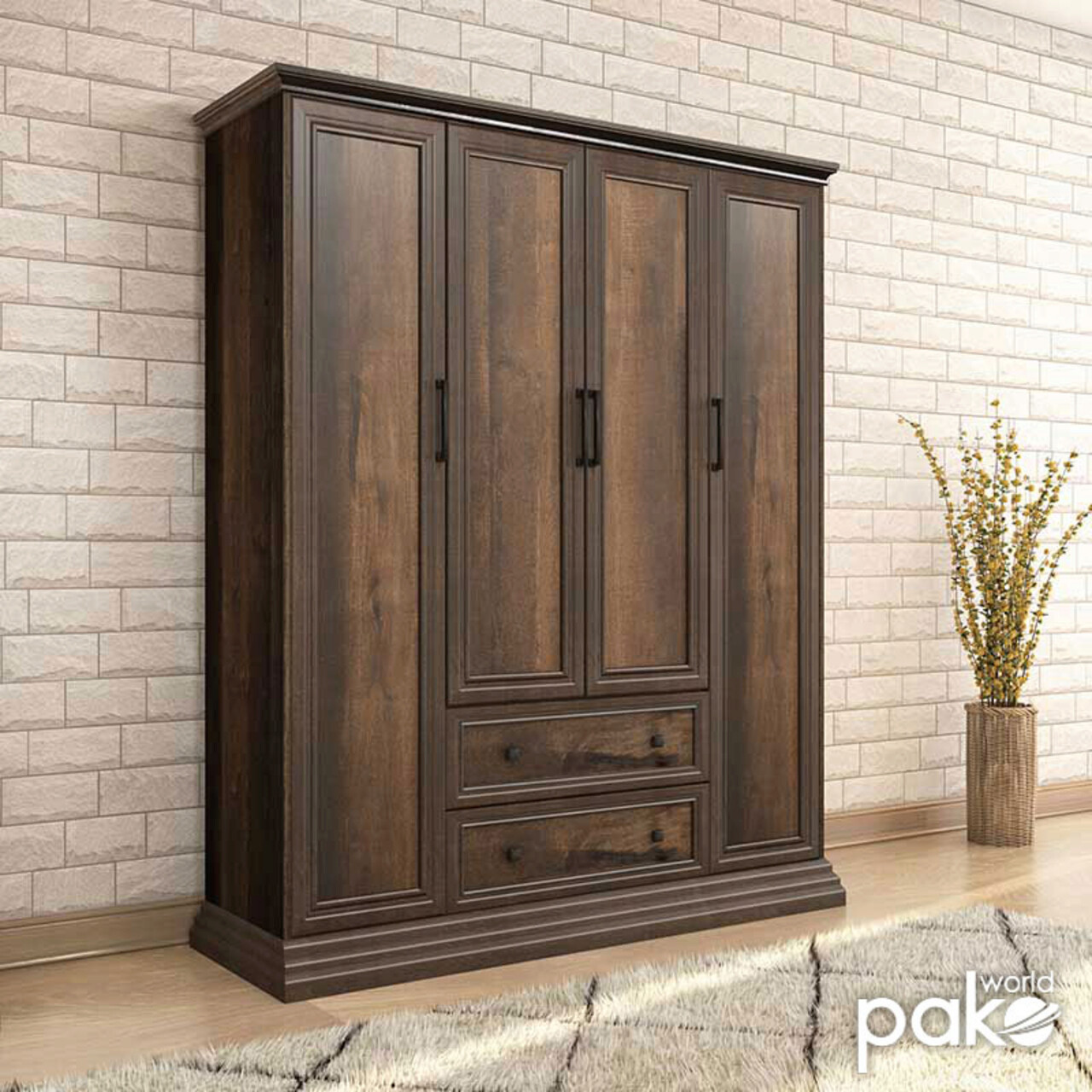 Dulap pentru haine Mozart, Pakoworld, cu 4 usi, 158x52x202.5 cm