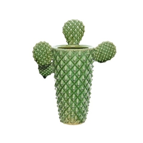 Vaza decorativa Cactus, Decoris, 12x23.5x29 cm, ciment, verde