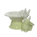 Bol decorativ pentru gustari Rabbits, Decoris, 14x18x12 cm, portelan, galben