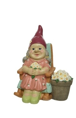 Decoratiune Gnome Woman, Decoris, 17x15x22 cm, polirasina, multicolor